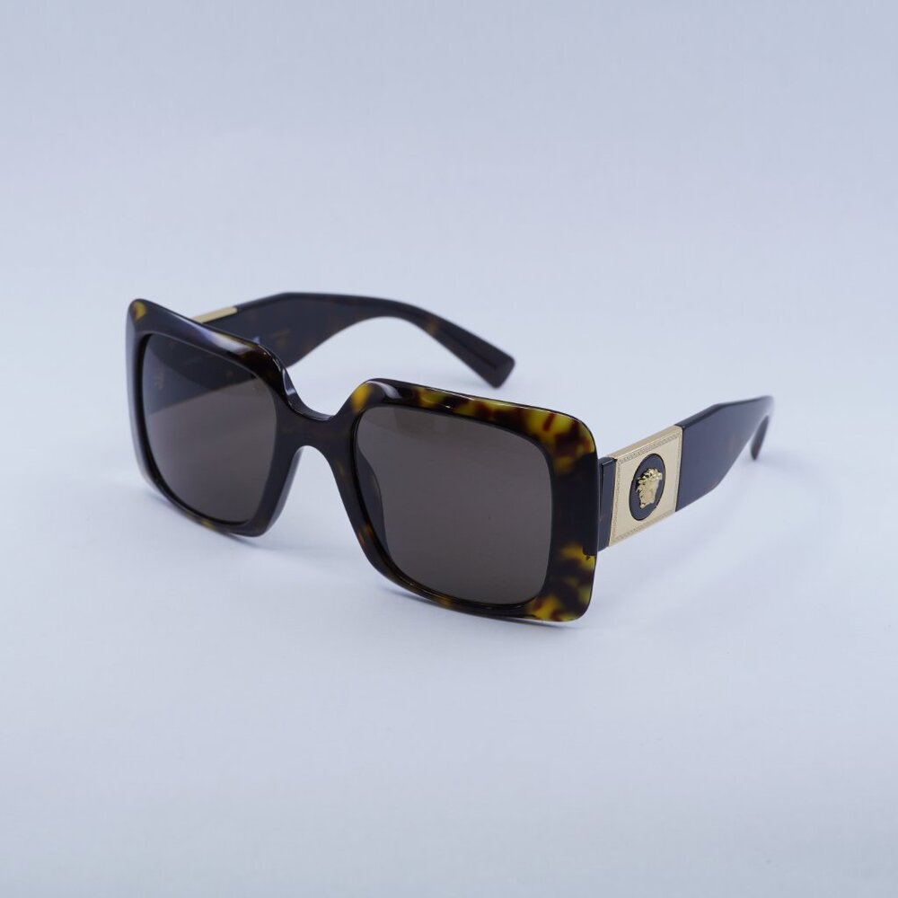Versace VE4405 108/73 Sunglasses Havana Square Frame, Dark Brown Lenses